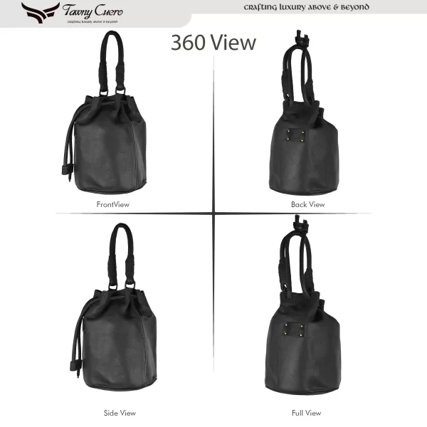 Tawny Cuero Leather Maroon Bucket Bag