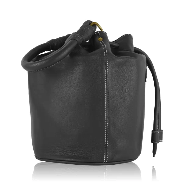 Tawny Cuero Leather Maroon Bucket Bag