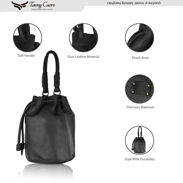 Tawny Cuero Leather Maroon Bucket Bag